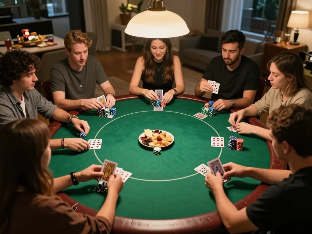 Daga players enjoying an exciting home poker night with vibrant gameplay and engaging atmosphere.