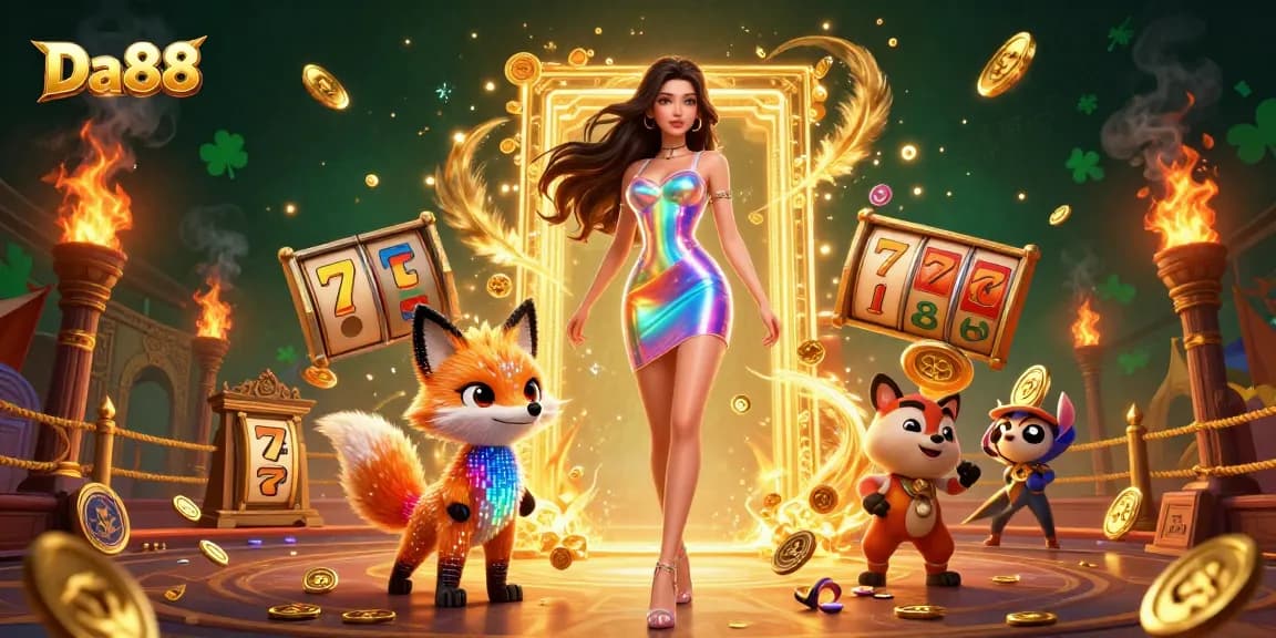 Engage with exciting Da88 casino action amid vibrant golden elements and dynamic atmosphere.