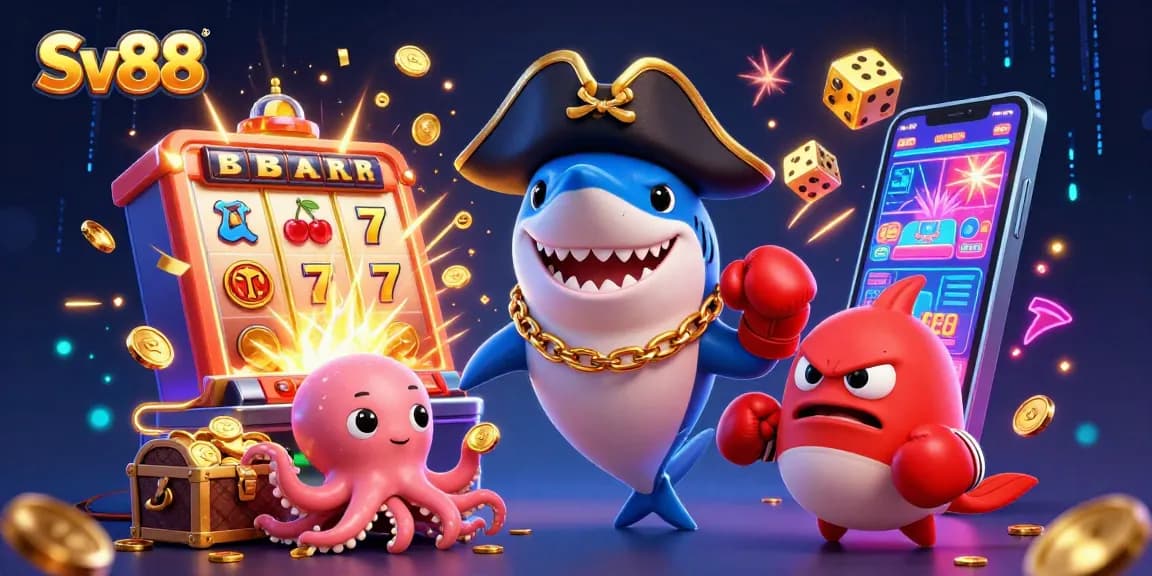 Engage with Sv88 while enjoying thrilling slot games and jackpot excitement represented in a vibrant illustration.