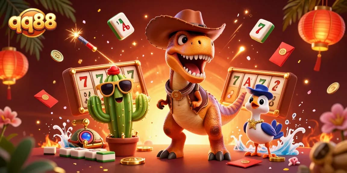 Experience thrilling gambling at qq88 with vibrant characters and exciting casino symbols.