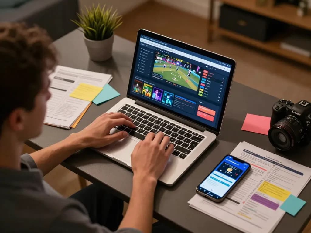 Engaging scene of online sports betting strategy session, showcasing Nhận định kèo effectively.