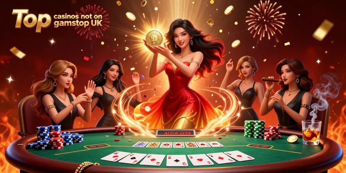 Experience the allure of the top casinos not on gamstop UK through this vibrant 3D illustration featuring captivating casino elements.