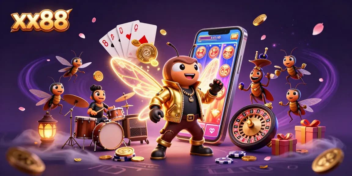Engage in thrilling gaming at xx88 with dynamic characters and vibrant casino elements.