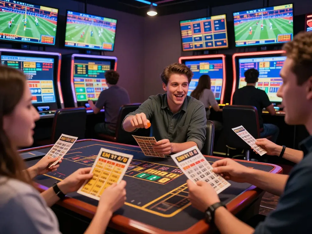 Exciting sports betting scene with bettors engaging in 789win action and vibrant atmosphere.