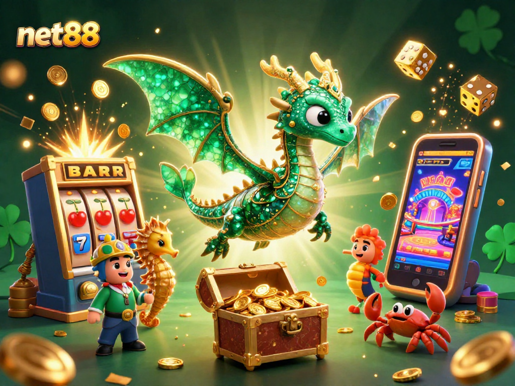 Experience thrilling gameplay at net88 with vibrant 3D casino characters and exciting slot symbols.
