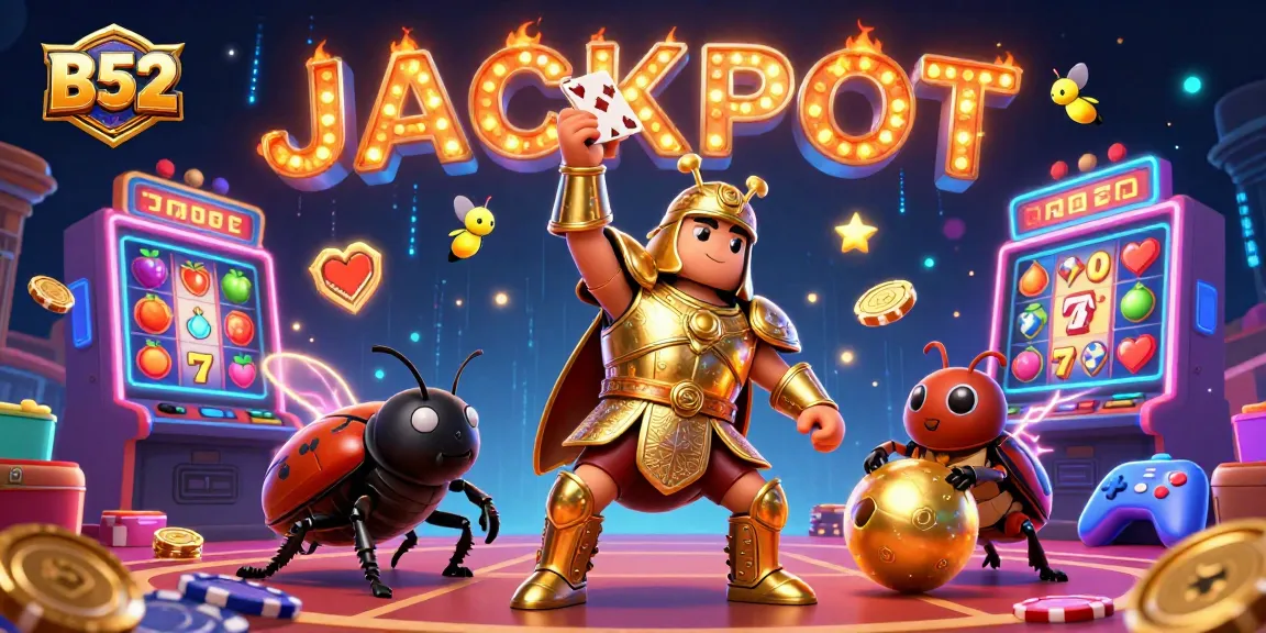 Engage with B52-themed slot machines featuring vibrant wins in this dynamic gambling illustration.