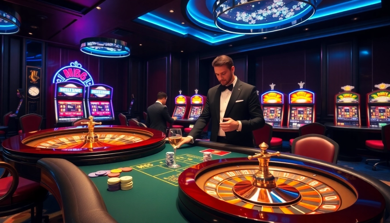 Players immersed in an exciting poker game at MB66 Casino with vibrant chips and cards.