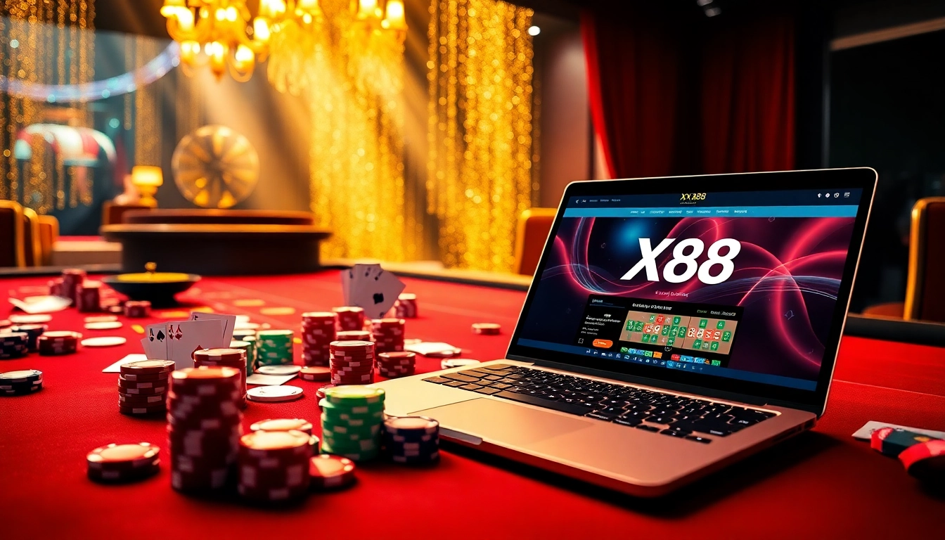 Experience the excitement of online gambling at XX88 with vibrant casino visuals.