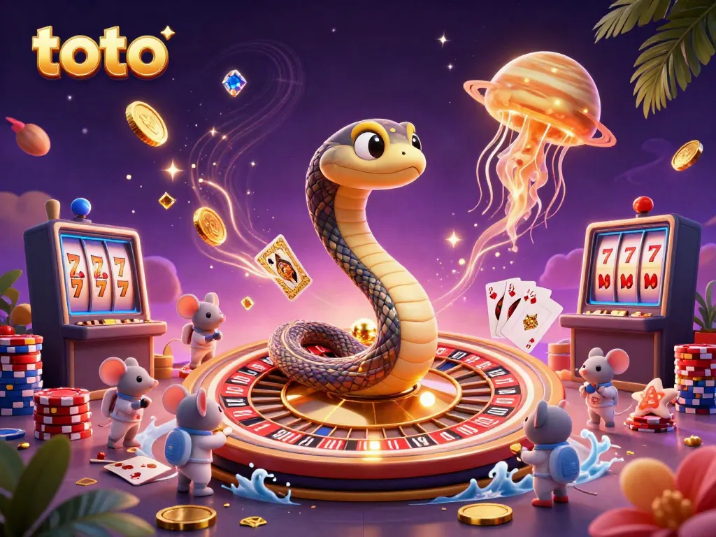 Experience thrilling betting action with toto at a cosmic casino featuring lucky astronauts and vibrant game elements.