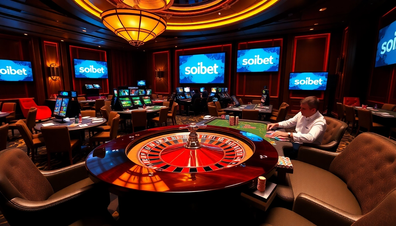 Experience thrilling gameplay with เว็บ soibet at an elegantly set casino table filled with poker chips and cards.