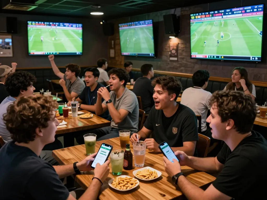 View of fans engaging with the cakhiatv app while watching live football matches.