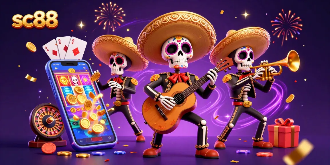 Engage in thrilling slots action with sc88's vibrant 3D mariachi scene and casino elements.