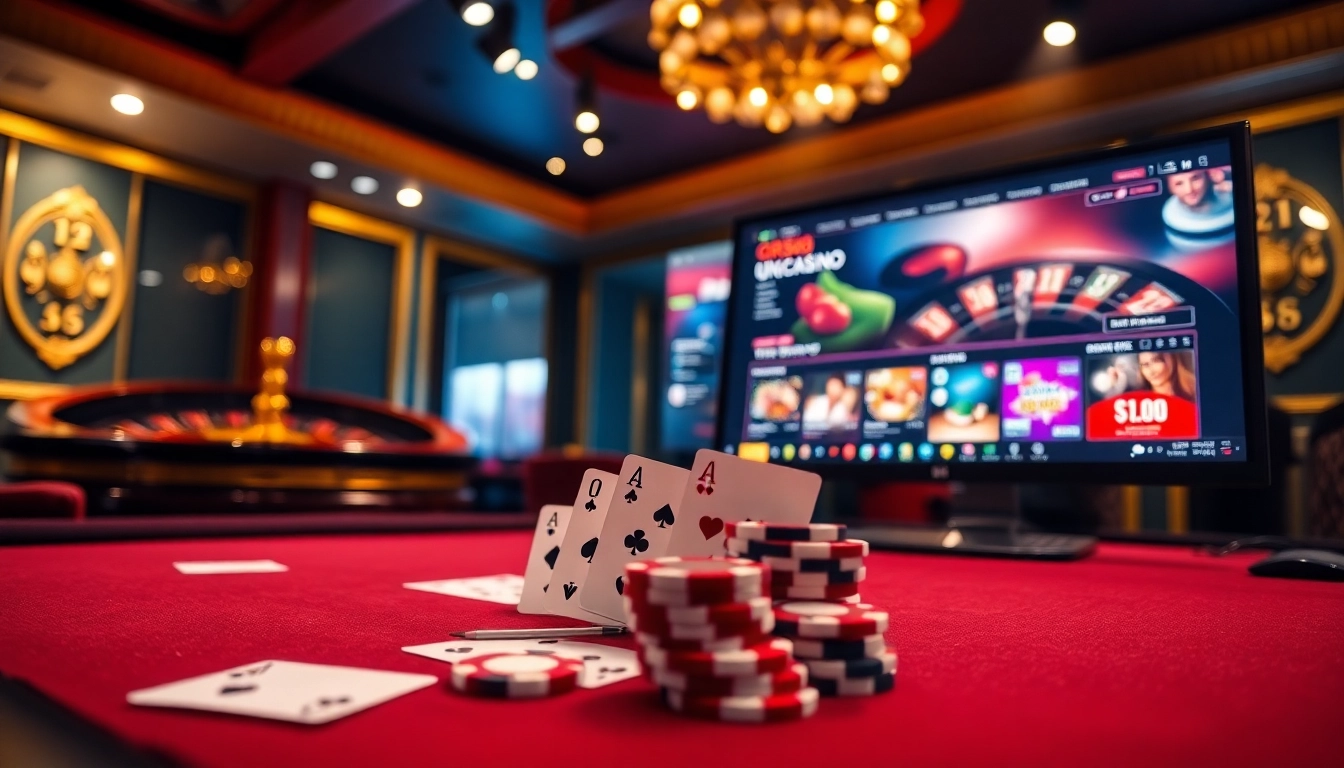 Login to RR88 with a visually appealing casino setting featuring poker chips and cards.