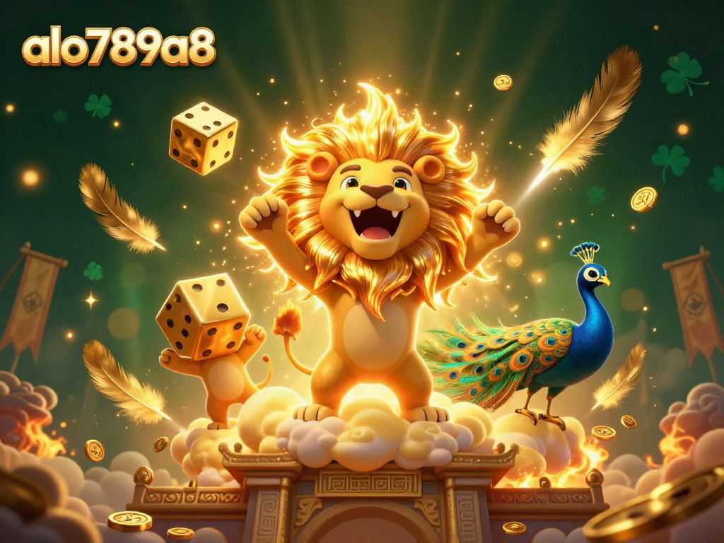 Engage with the gaming excitement of alo789a8 through a dynamic casino scene featuring a roaring sun lion.