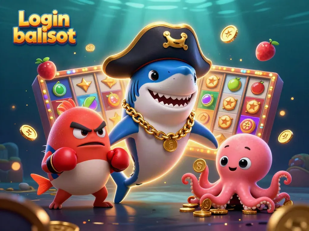 Engage with exciting game visuals, Login balislot featuring a pirate shark and friends.