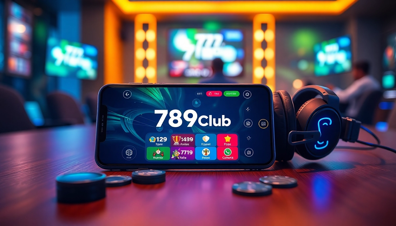 Experience the 789Club APK in an engaging mobile gaming scene featuring a sleek smartphone interface.