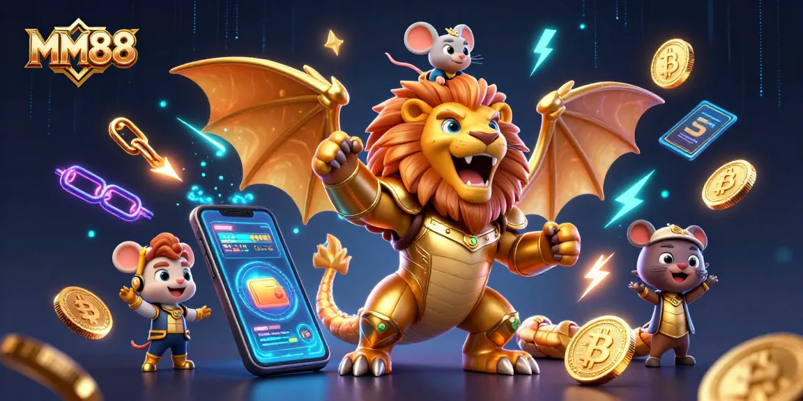 Engage in thrilling gameplay at MM88 with a roaring chimera and crypto elements.