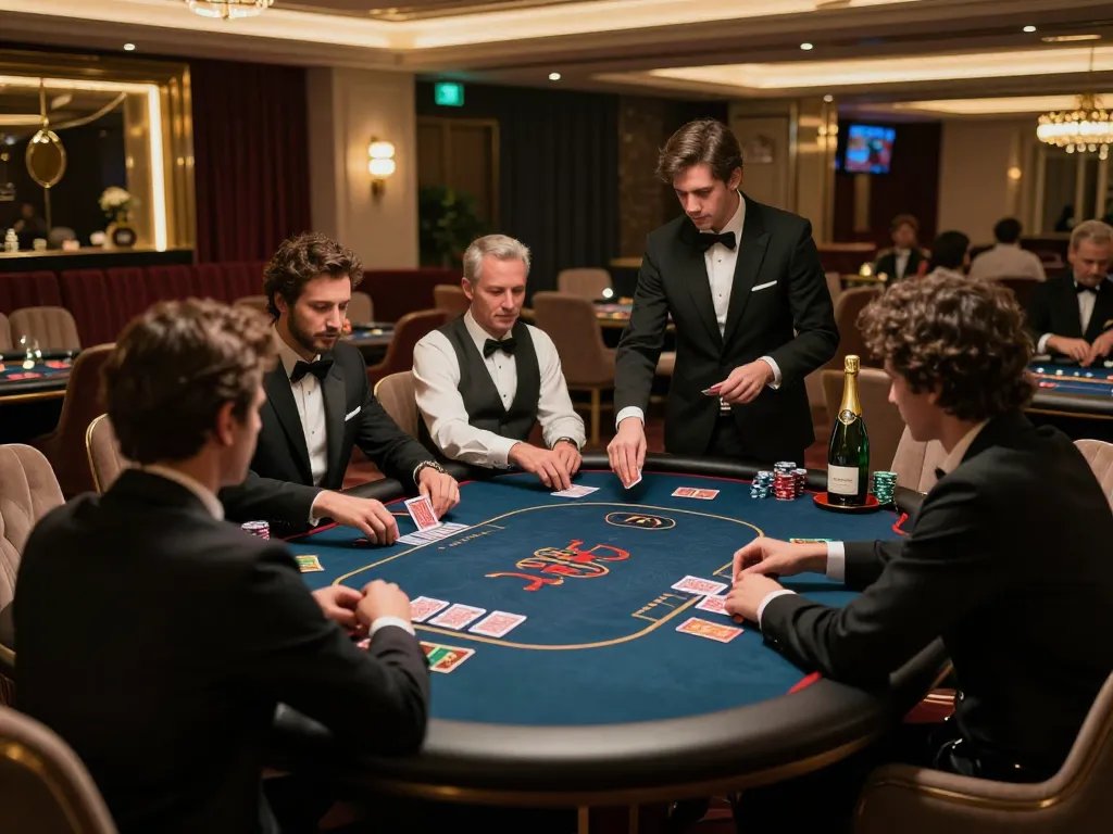 SC88 players engaging in strategic high-stakes poker game in luxurious casino setting