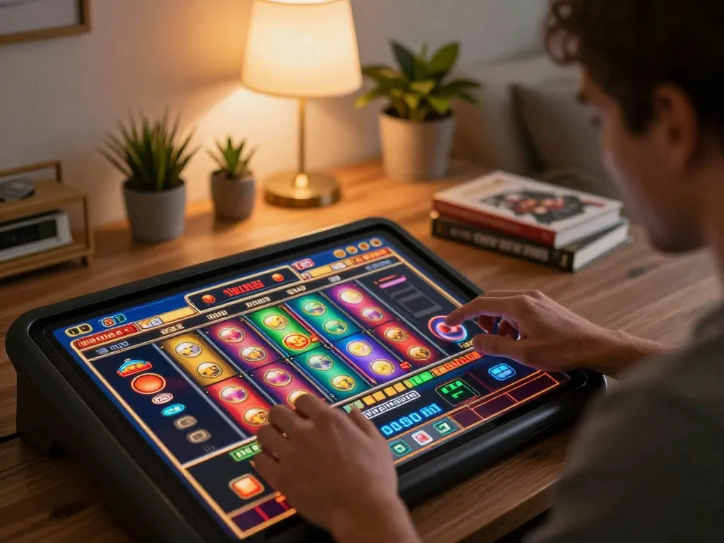 Player enjoying an engaging xi88 online slot game on a tablet, highlighting dynamic gameplay.