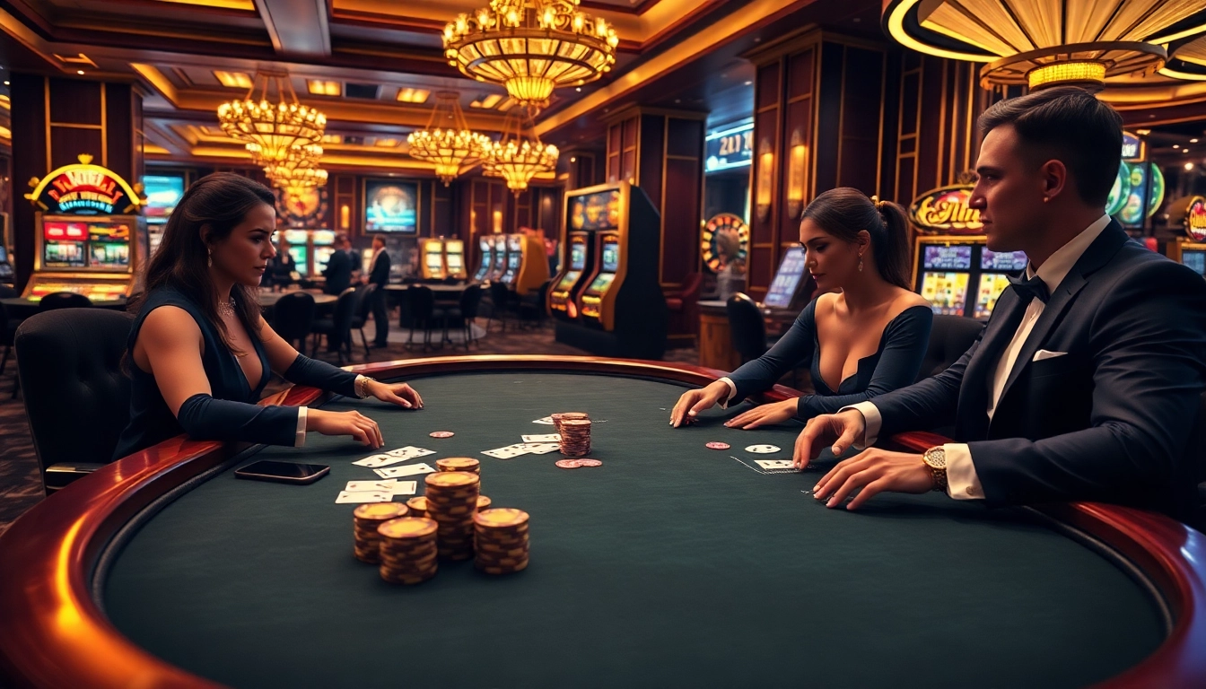 Players enjoying high-stakes poker at UU88 com, exemplifying luxury and excitement in gambling.