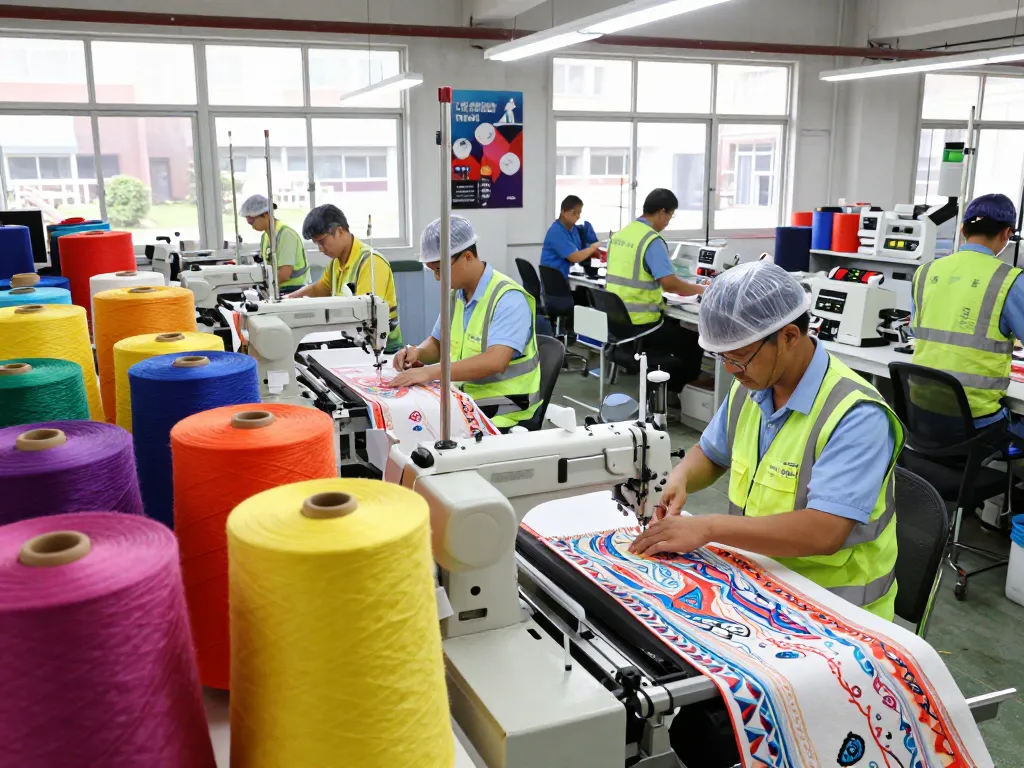 Innovative textile production at Sunwin factory showcasing vibrant fabrics and advanced machinery.