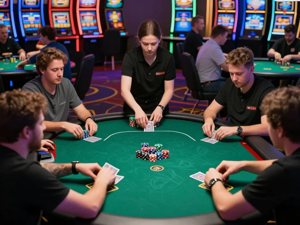 Experience the excitement at FIVE88 casino with players strategizing during a thrilling poker game.