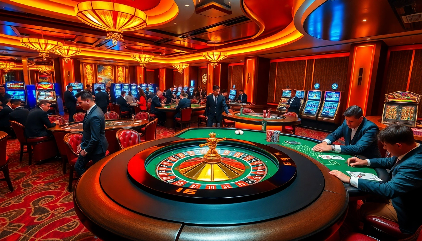 Engage with the vibrant atmosphere of a casino at https://ax88.bid/ showcasing roulette, poker, and slot excitement.