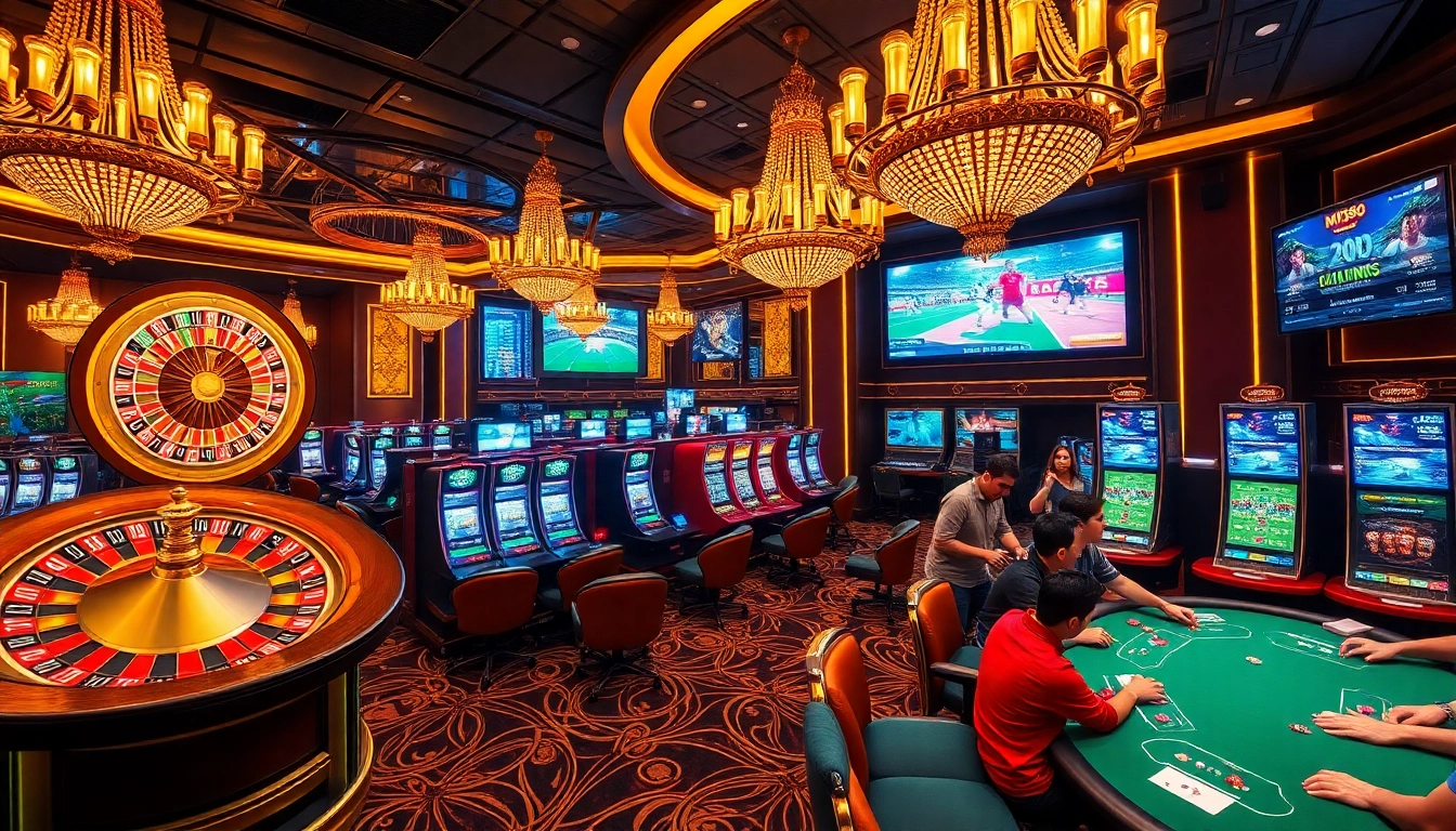 Winning strategies in MV88 casino games showcased in a vibrant gambling scene