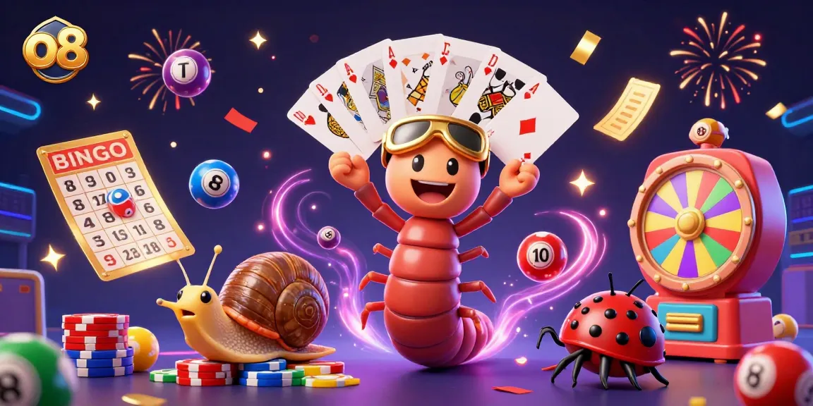 Experience the excitement at o8 with a vibrant casino scene featuring a millipede dealer and thrilling gaming elements.