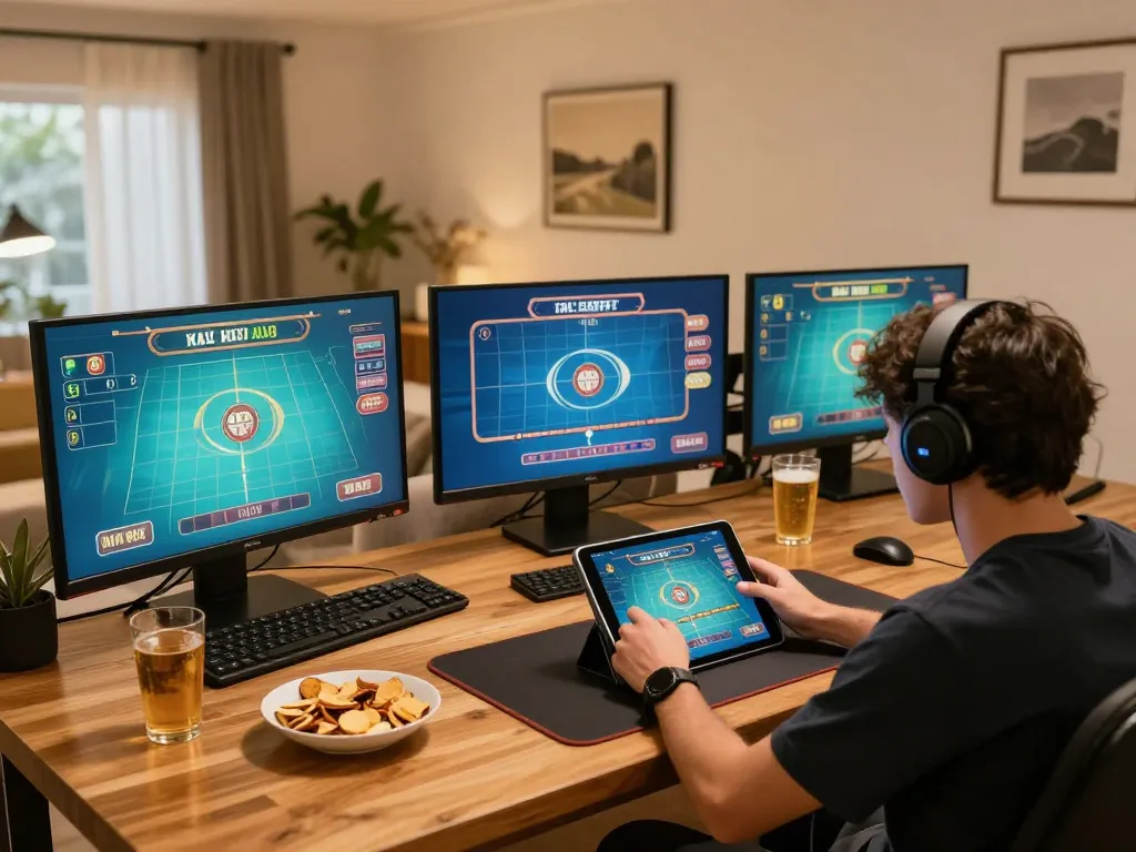 Engaging gameplay of Tài Xỉu MD5 on tablet, showcasing strategic betting in a cozy home setting.