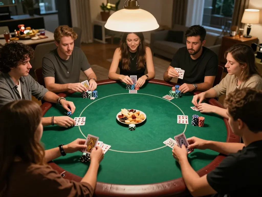 Daga players enjoying an exciting home poker night with vibrant gameplay and engaging atmosphere.