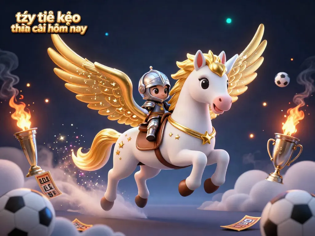 Betting with tỷ lệ kèo nhà cái hôm nay in an exciting sports betting scene, showcasing a knight and celestial horse.