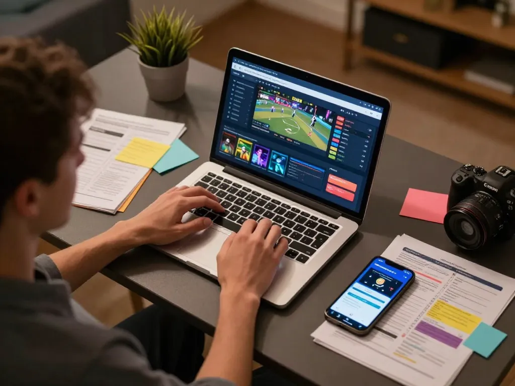 Engaging scene of online sports betting strategy session, showcasing Nhận định kèo effectively.