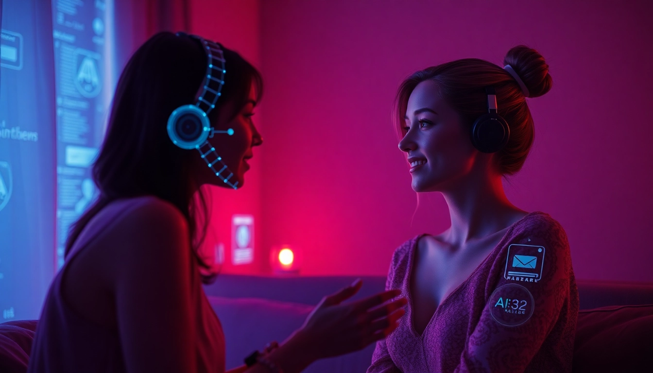 Engaging conversation with a virtual character showcasing sex ai technology in an intimate setting.