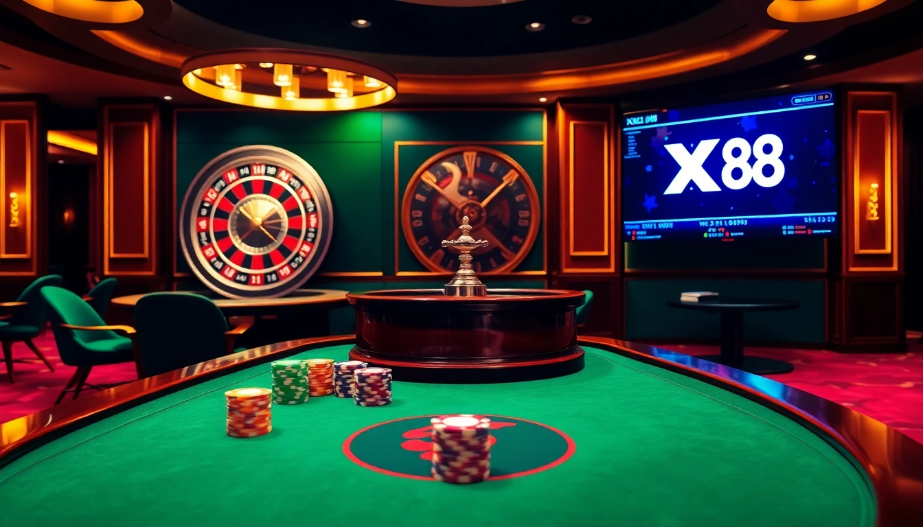 High-stakes poker at a luxurious casino featuring XX 88. Excitement fills the air!