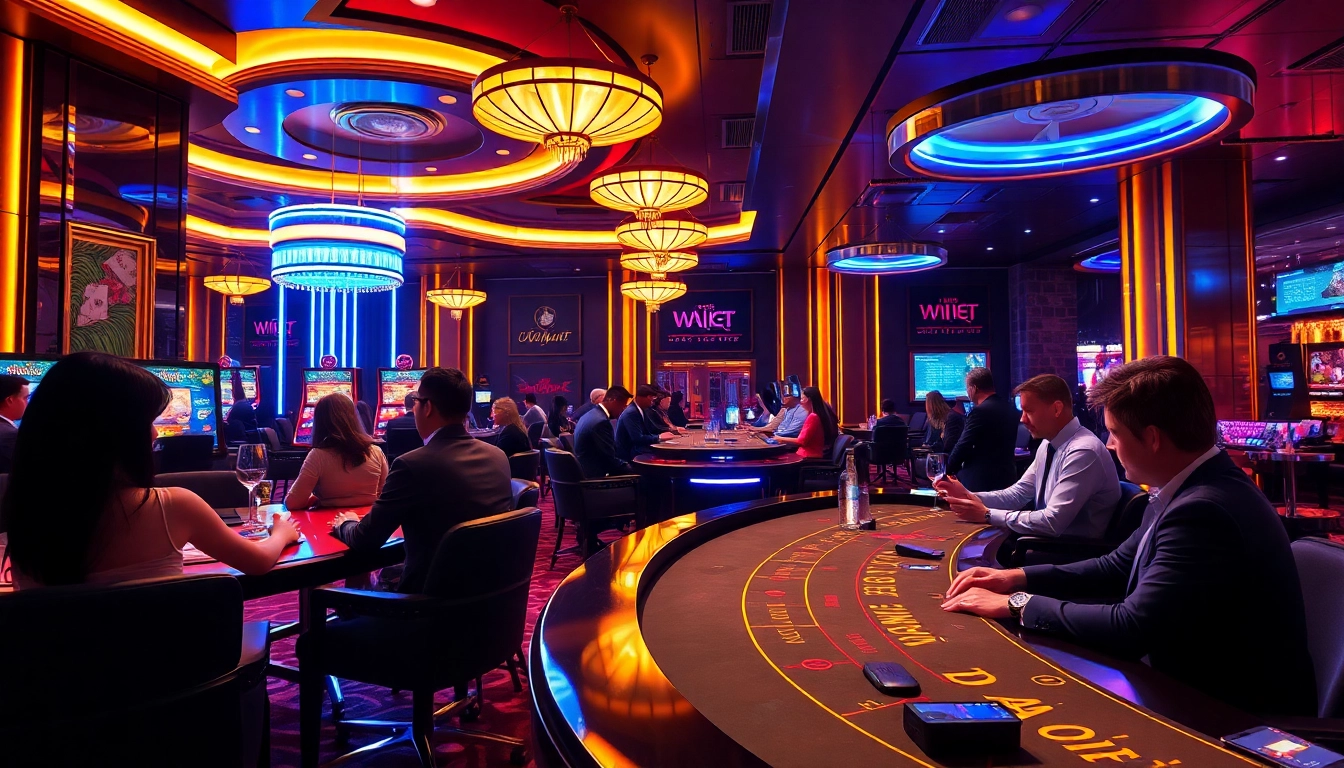 Exciting online gaming atmosphere at w88.nyc with players enjoying Baccarat and Blackjack.