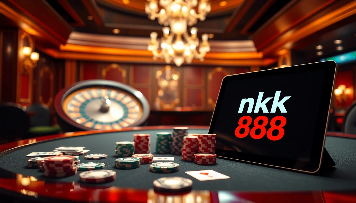 Engaging scene showcasing excitement at the nk 88 poker table with colorful chips and cards.