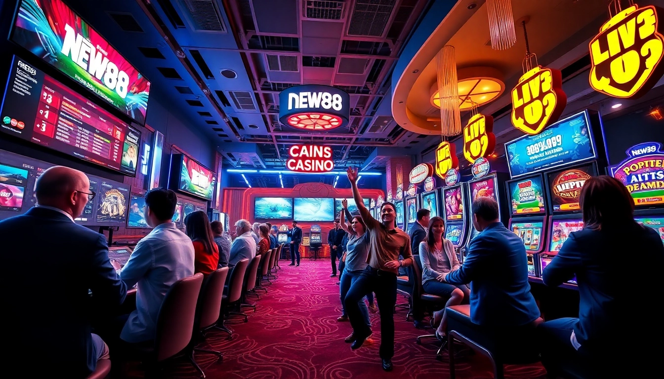 Explore a vibrant betting scene at new88go.com featuring diverse games and excited players.