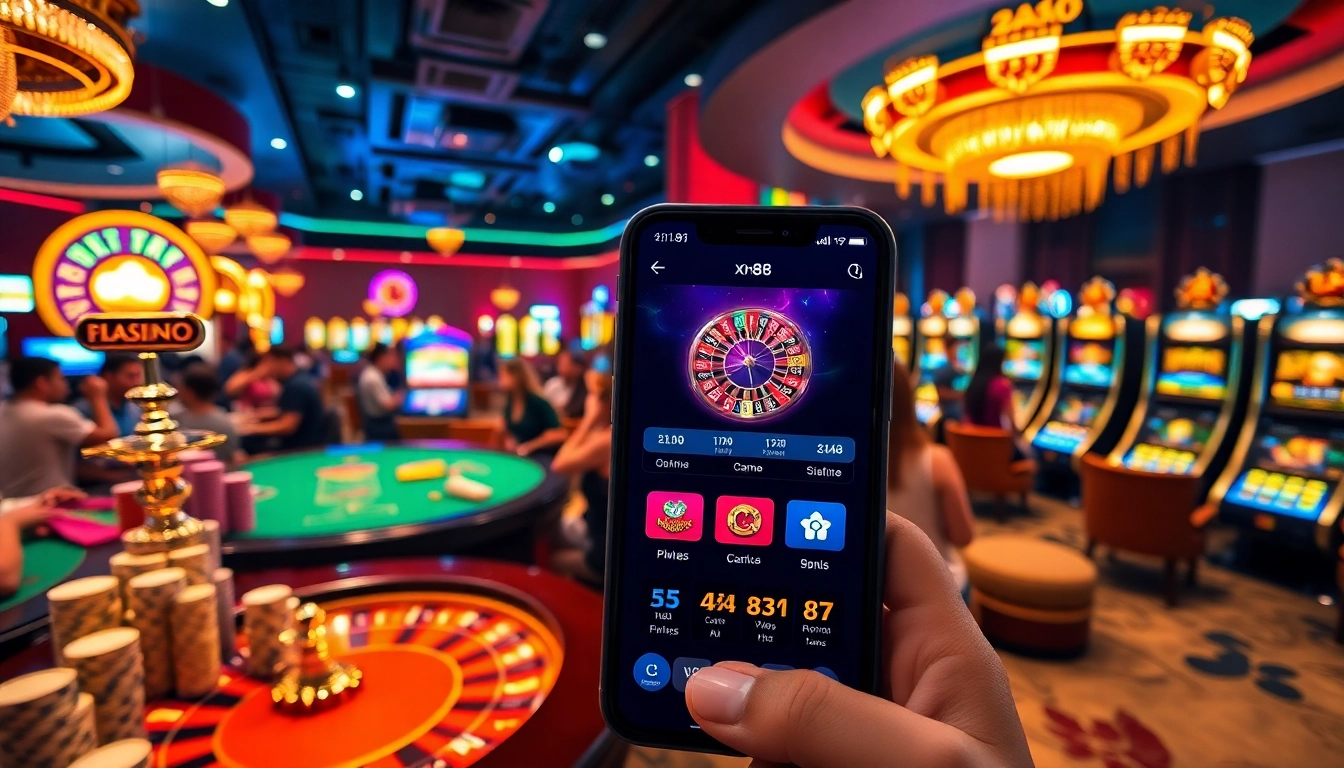 Excited players enjoying casino games while using the tải app xn88 on their smartphones.