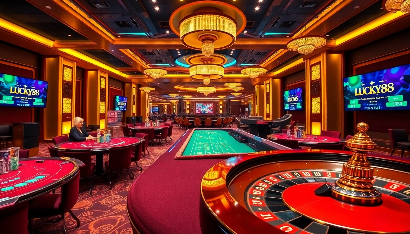 LUCKY88 online casino scene showcasing vibrant tables and thrilling games for an unforgettable experience.