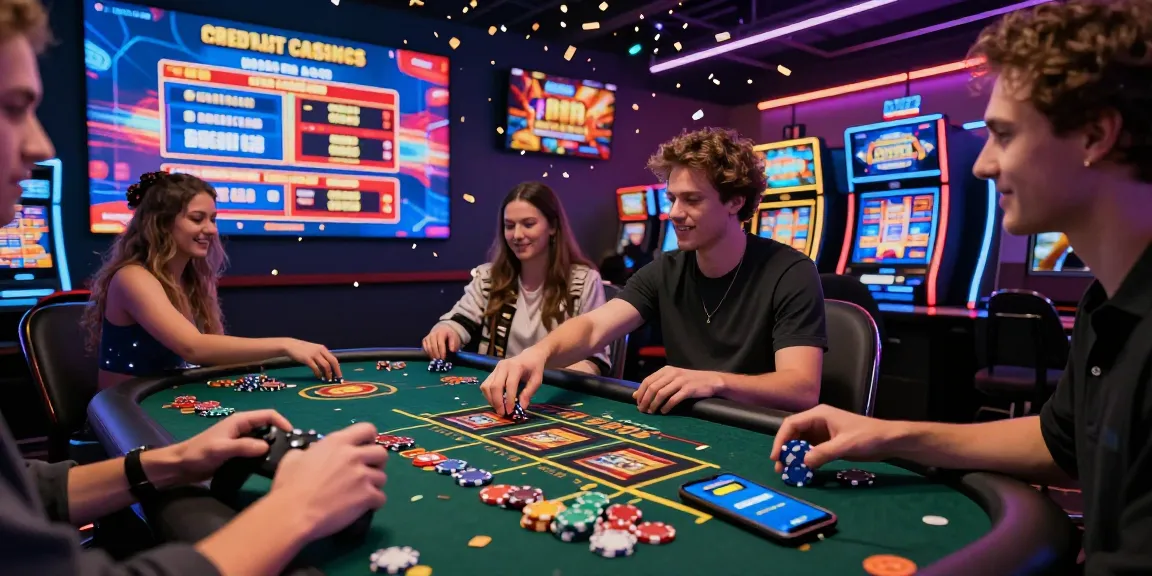 Players enjoying the thrill of credit card casinos with vibrant games and bonuses in an exciting online casino atmosphere.