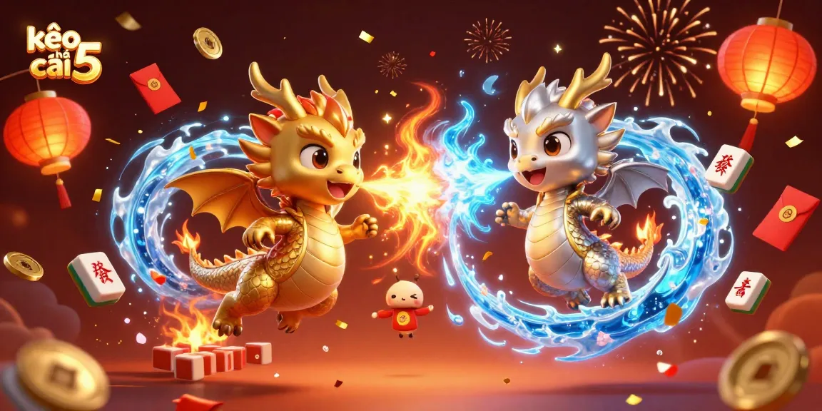 Experience the excitement of kèo nhà cái 5 with dynamic dragons, festive elements, and vibrant settings.